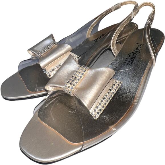 NWB Jack Rogers Leather Rhinestone Slip On Sling Sandal Silver Women's Size 8N - Picture 7 of 15